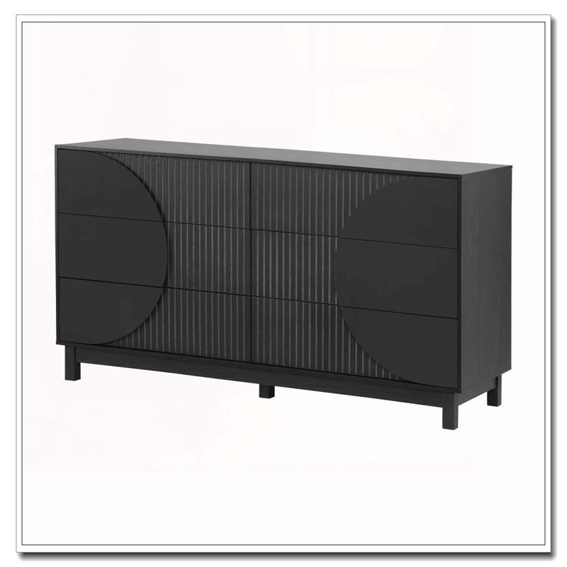 60" Wide Modern Chest of Drawers, Carbon Black