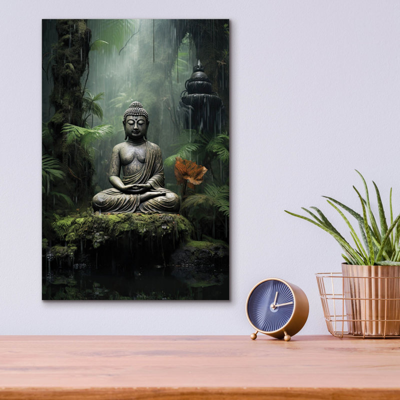 Art mural épique «Buddha 4» par Cameron Gray, verre acrylique, 12 po x 16 po, H 16 po x l 12 po x P 0,13 po