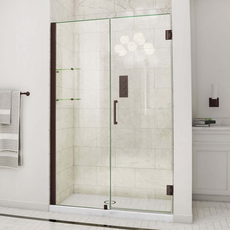 Porte de douche sans cadre Unidoor avec technologie Clearmax ™, Bronze frotté à l'huile