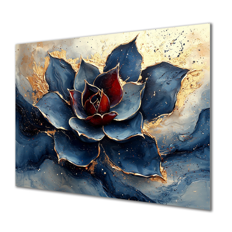 «Echeveria Elegans Succulent Aqua Horizons», impression murale d'art en métal, H 12 po x l 20 po