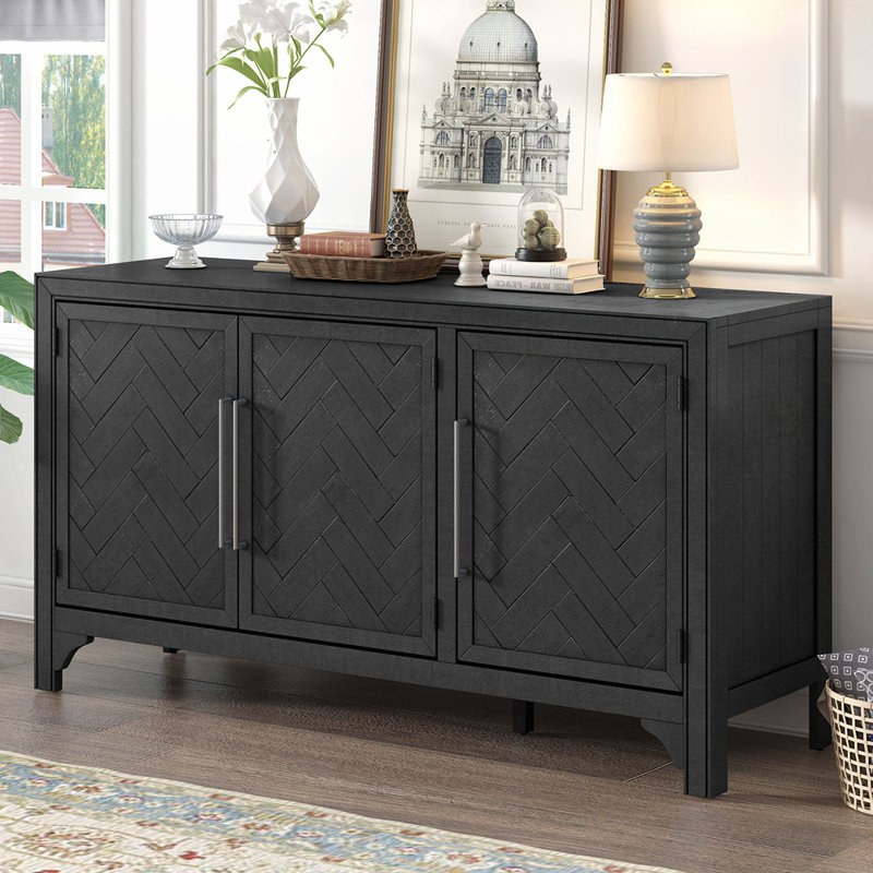 Buffet avec rangement spacieux à trois portes et assemblage facile pour les maisons modernes