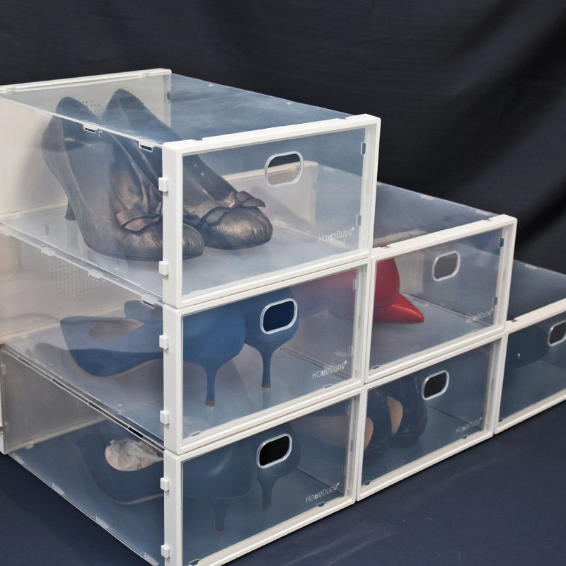 Clear Stackable Shoe Storage Boxes - Set of 6