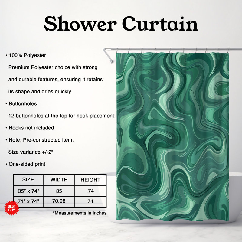Rideau de douche Chunky Green Swirl - Premium, H 74 po x l 71 po