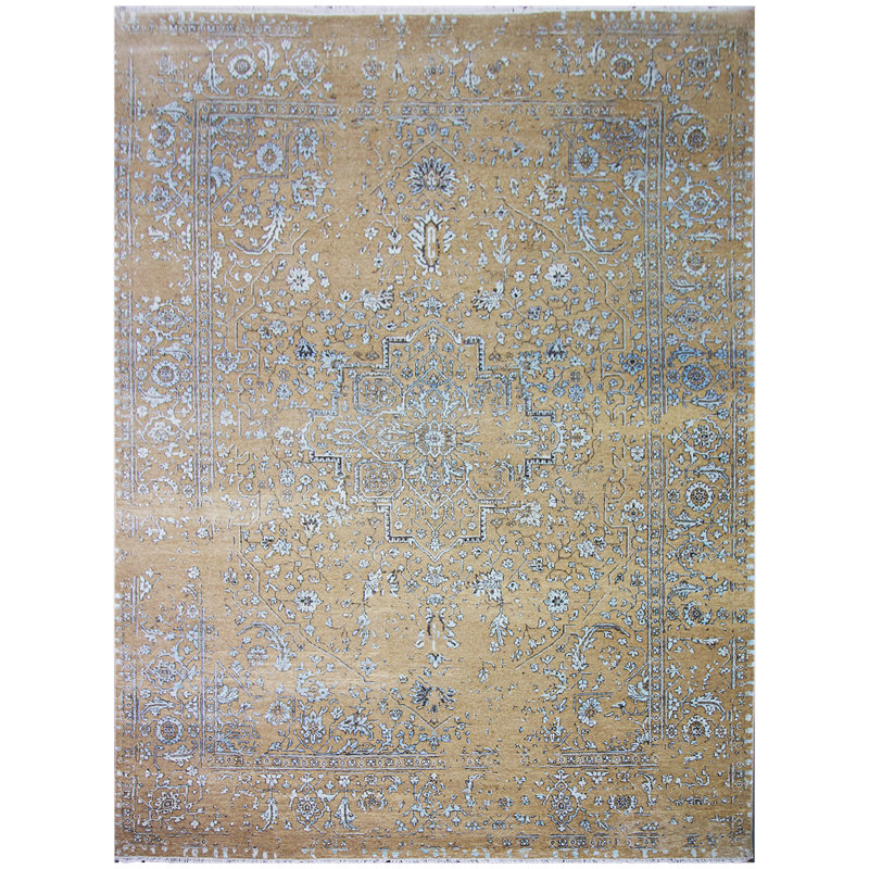 Oriental Area Rug in Brown/Blue, Rectangle 6' x 9'
