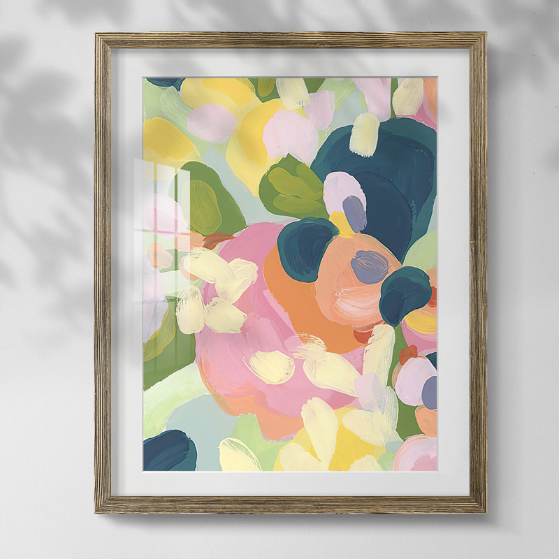 Brushy Tropics III, reproduction encadrée, Blanc, Papier avec cadre noyer