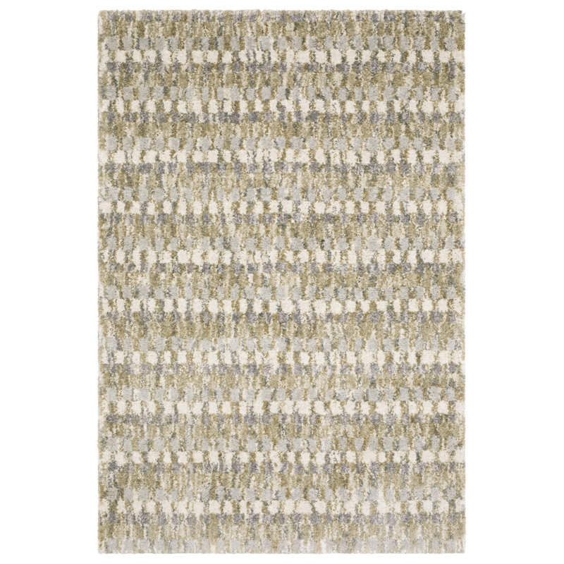 Tapis à poils longs or / gris Ione, Tapis de couloir 2 pi 3 po x 7 pi 7 po