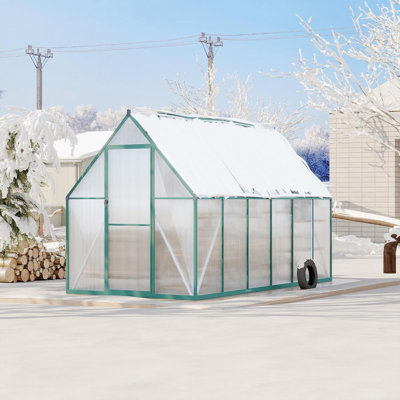Aluminum Frame Polycarbonate Greenhouse with Roof Vent, Heavy Duty Outdoor Garden Kit