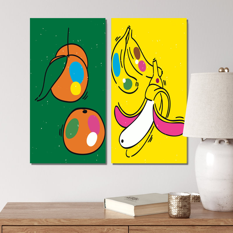 1990S Pop Fruit Designs I - 2 pièces, impression, Toile tendue, H 20 po x l 24 po x P 1 po