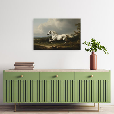 Impression d'art mural majestueux, cheval, classique, dramatique, paysage abstrait