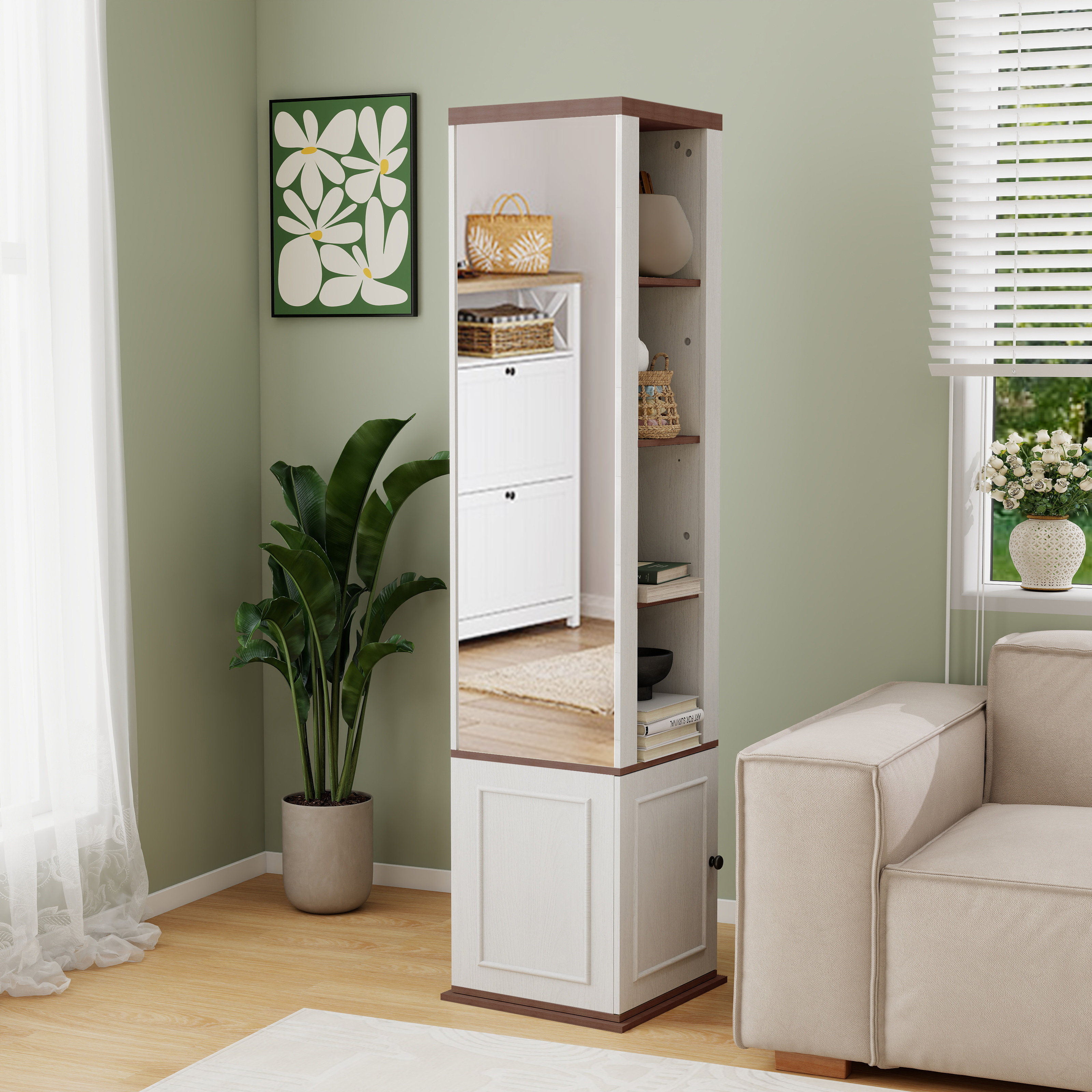 Latitude Run® 360-Degree Rotating Storage Cabinet with Full-Length ...