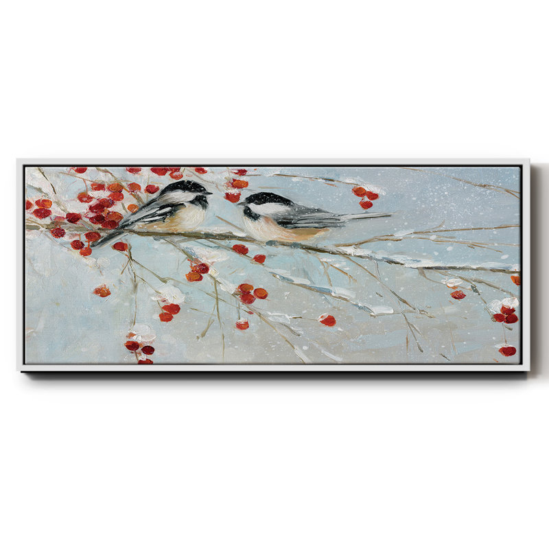 Chickadees in Winter- Framed Canvas