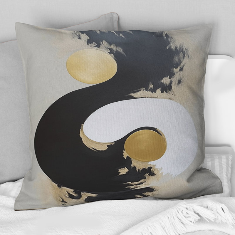 New Gold Balance X - Coussin décoratif avec peinture abstraite