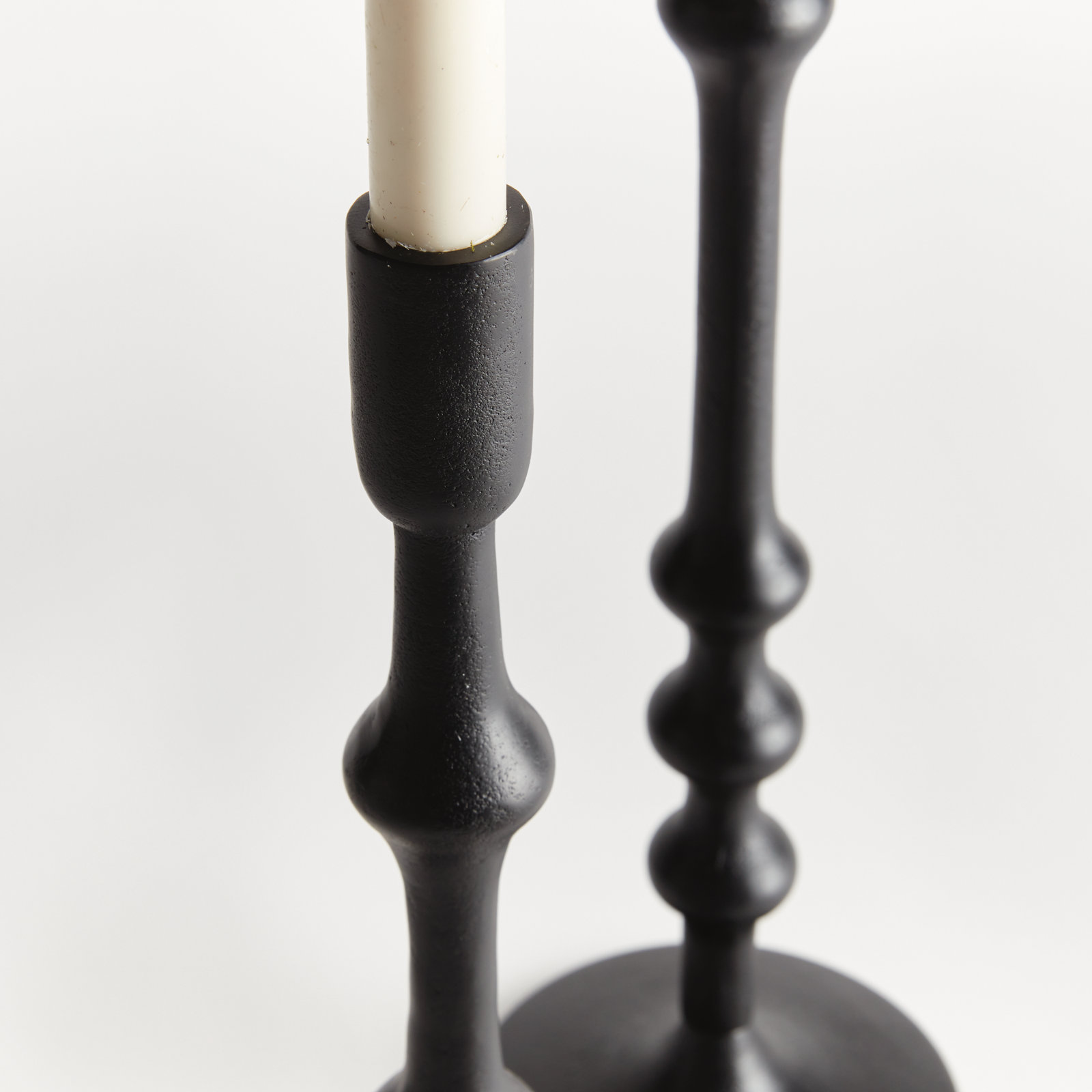 Sand-Cast Aluminum Candlestick Holder, Black