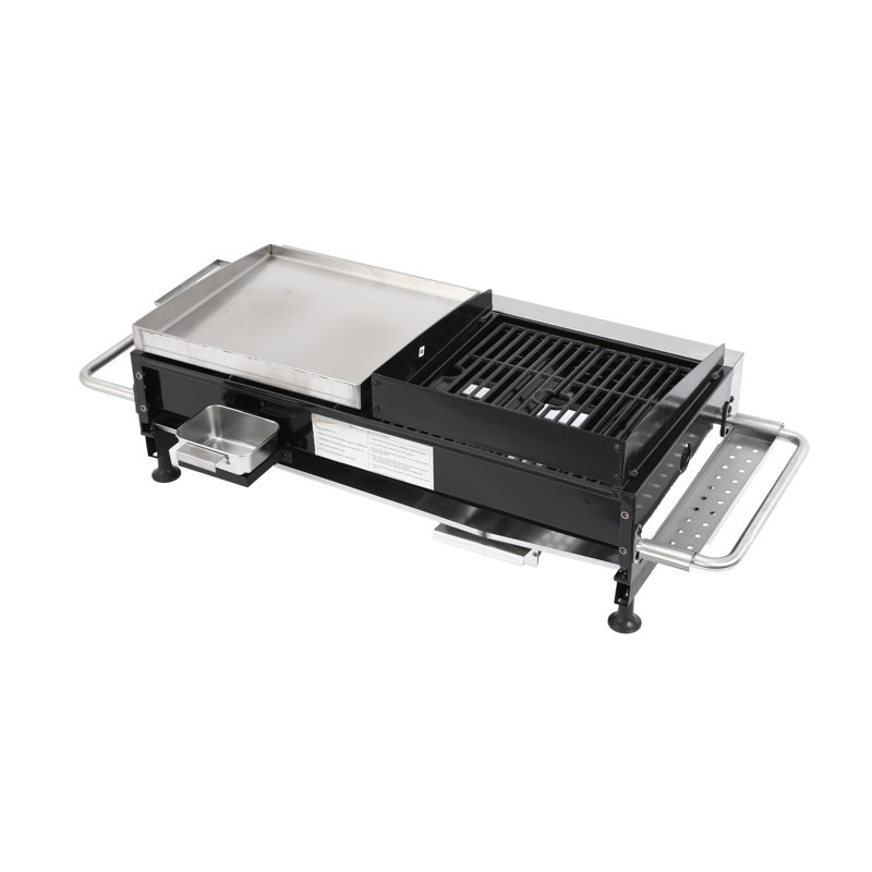 Barbecue combiné au gaz et à la plancha avec grilles en fonte durables Iverly