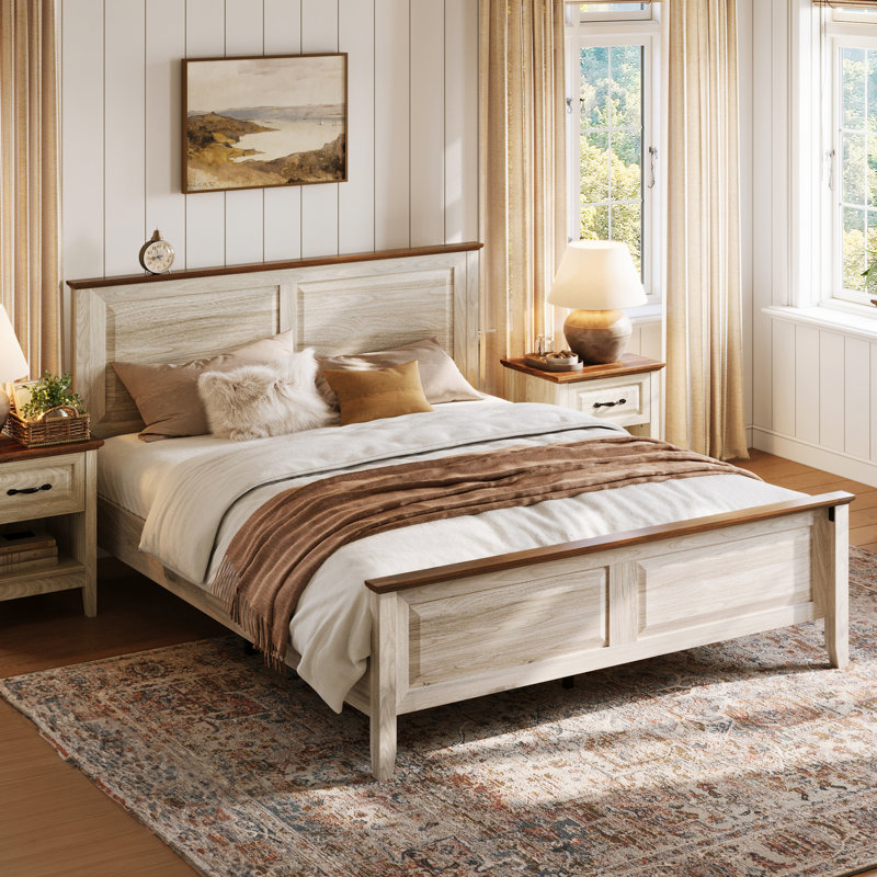 Vira Platform Bed With Headboard,Bed Frame