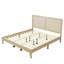 King Bed, Natural Wood Bed Frame, Woven Headboard, Rubber Construction, Silent Slats For Quiet Sleep, Easy - To Follow Instructions Solid Finish, High Density Slats, Low Profile Design, Detachable