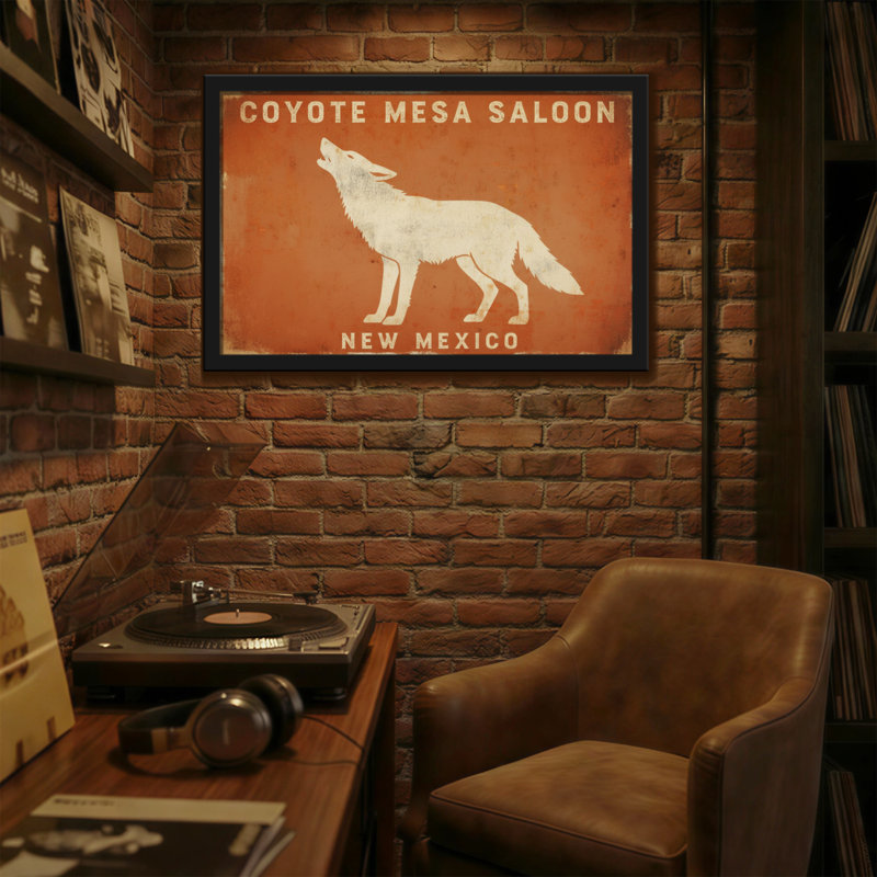 Coyote animaux sur fond de signe rustique, H 12 po x l 18 po