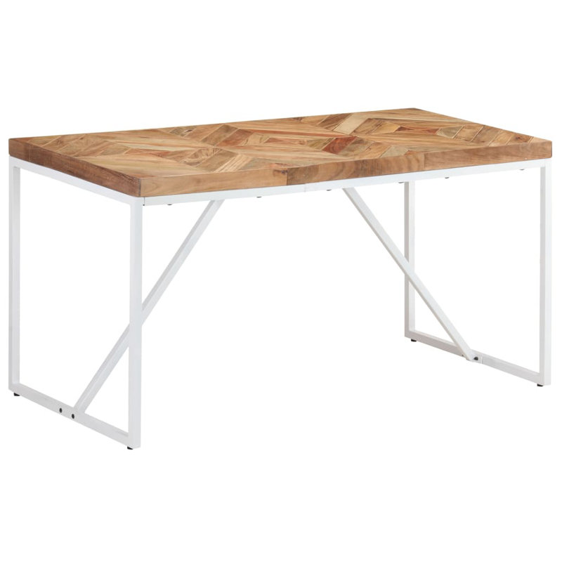 Dining Table Kitchen Dining Room Table Solid Acacia and Mango Wood, 27.56'' W x 55.12'' L, Light Brown, White