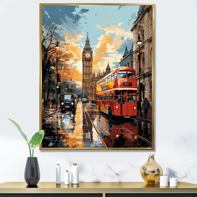 Yassiel Red Beige City London Popart II - London Framed Art