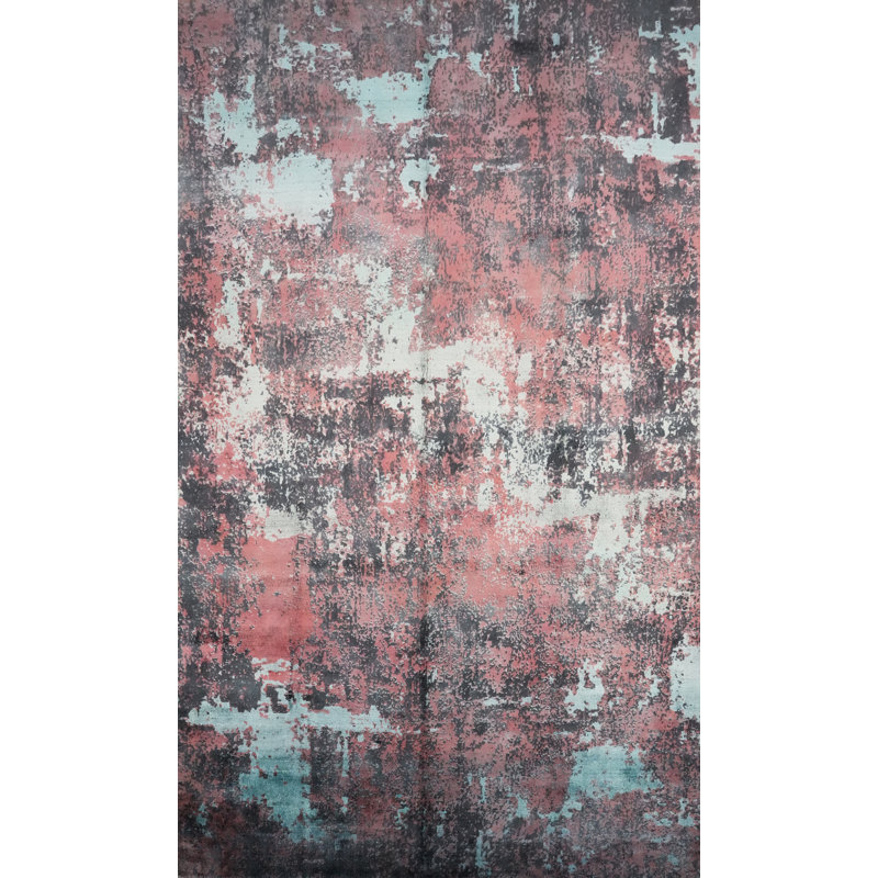 Contemporary Abstract Distressed Look Area Rug 7x10