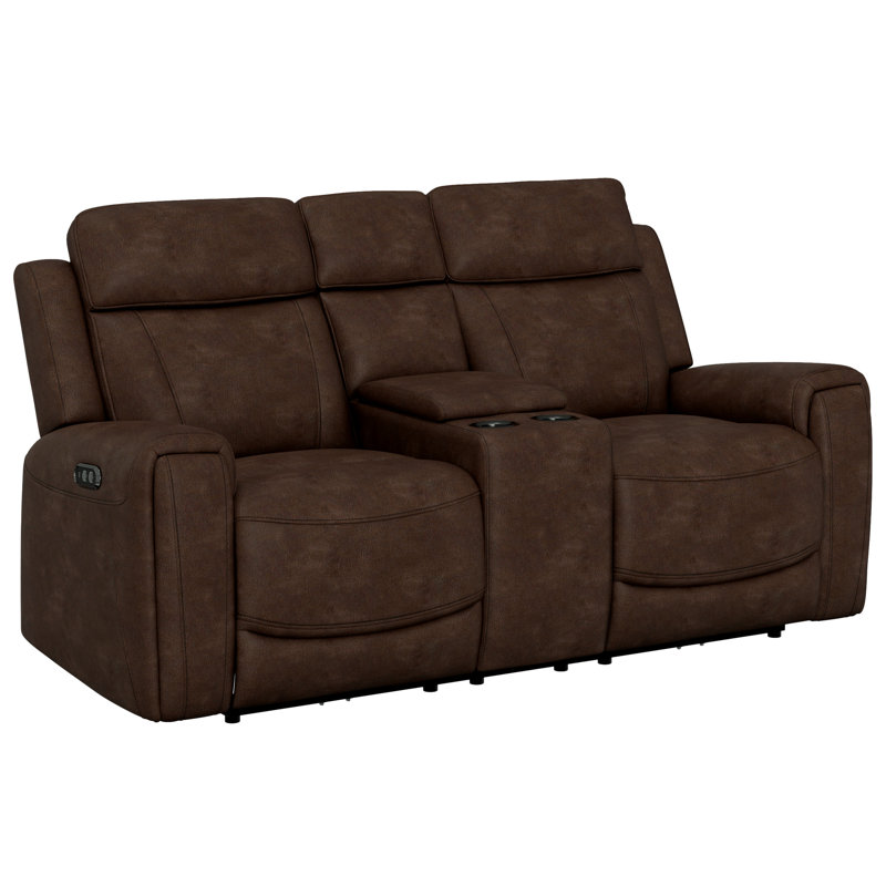 Espresso Power Loveseat with Console 