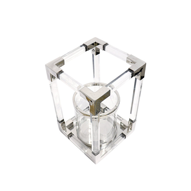 Petite lanterne Sorite en chrome poli Soren, H 14 po x l 9,5 po x P 9,5 po