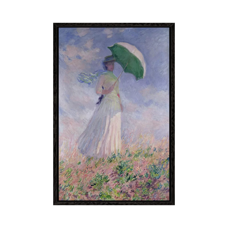 Woman With A Parasol Turned To The Right, 1886 by Claude Monet - Gallery-Wrapped Canvas Giclée on Canvas, Black Framed