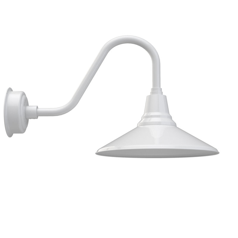 Luminaire de grange d'extérieur Albali, H 15,07 po x l 16 po x P 27 po, Blanc