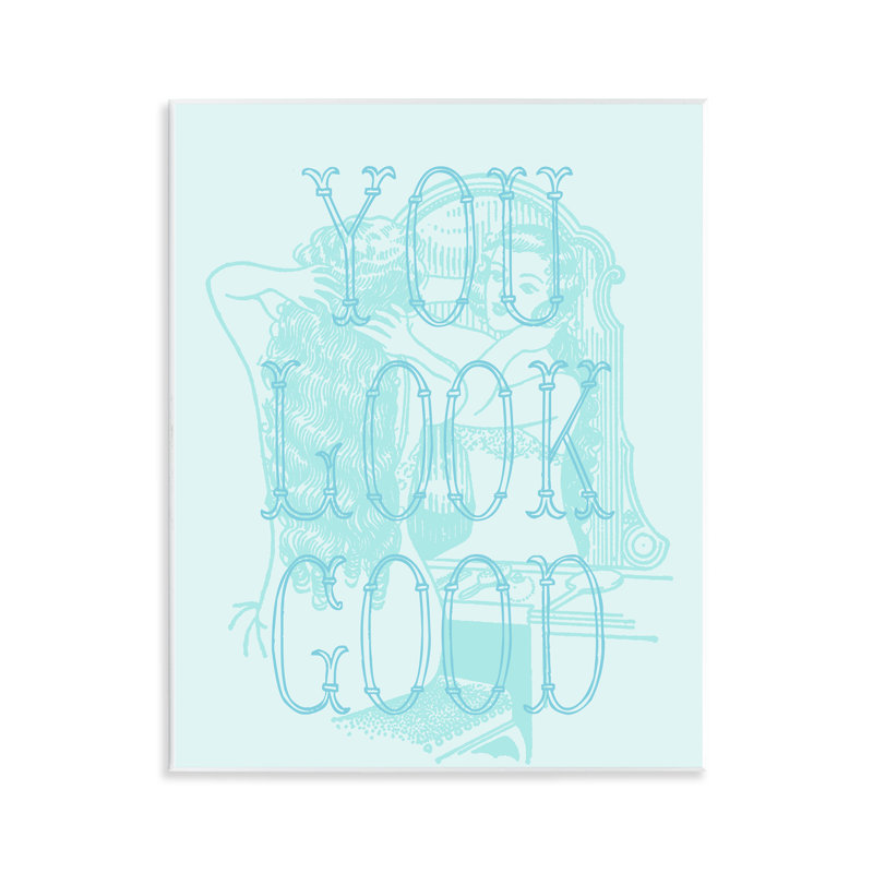 «You Look Good Girl in Mirror», art mural sur bois par Daphne Polselli