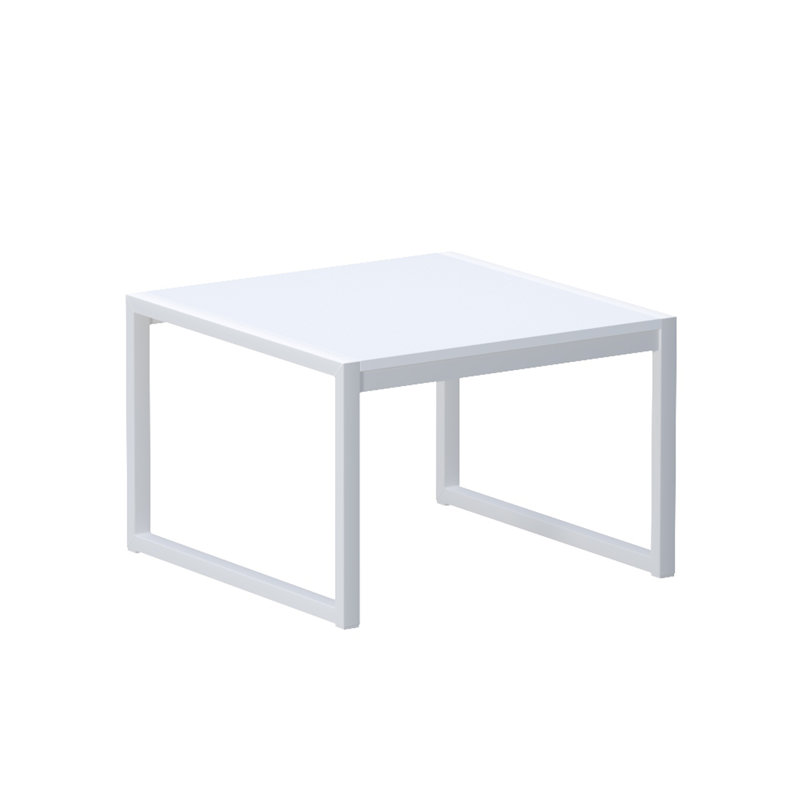 Donney Square Metal Outdoor Side Table , 18.9'' in. W 18.9'' in. D, Mat Blanc