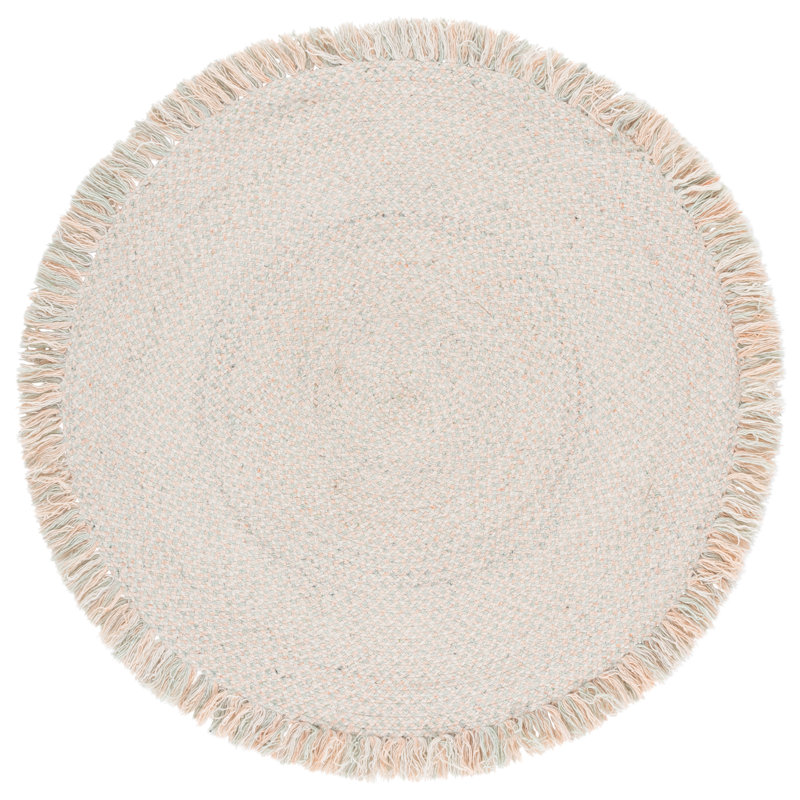 Braided Hand Woven No Pattern Indoor Rug, 4'-0" x 4'-0" Round