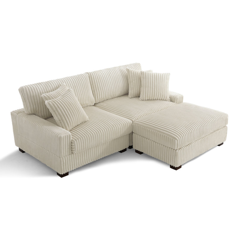 3 Seater Corner Sofa , White Polyester/Foam Padding