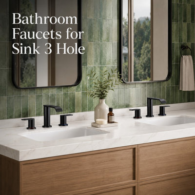 3-Hole 2-Handle Waterfall Widespread Bathroom Faucet with Pop-Up Drain