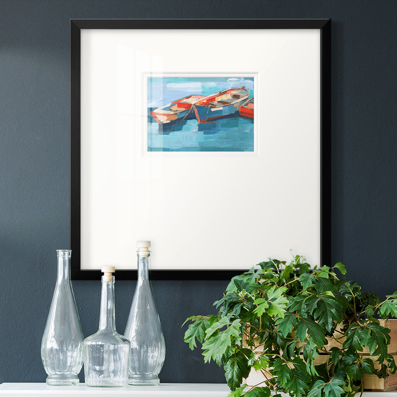 Primaire, bateaux, reproduction encadrée, H 17 po x l 17 po x P 1,25 po, Papier avec cadre noir