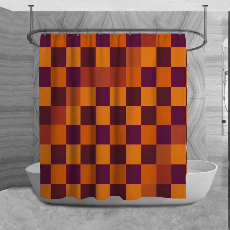 Rideau de douche à carreaux Lyontine, H 73 po x l 70 po