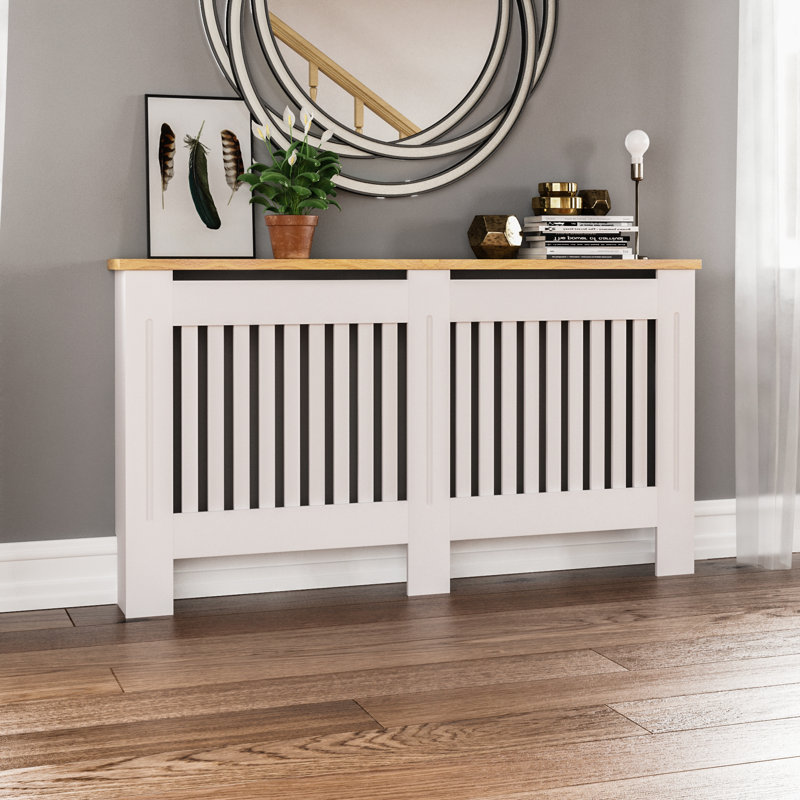 Beacsfield Radiator Cover, White, 83.3cm H x 152cm W x 19cm D