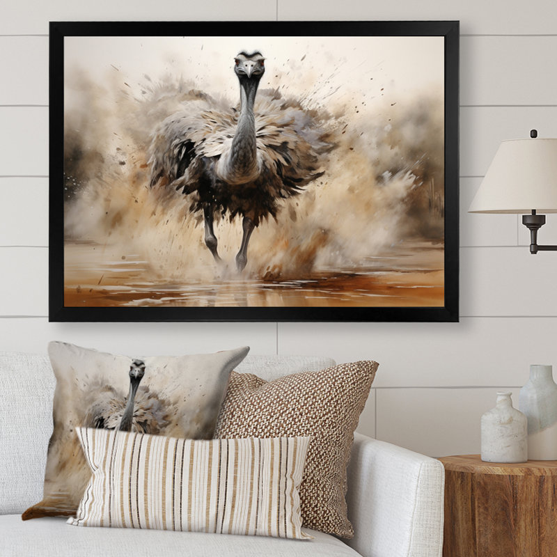 Autruches d'Afrique, impression sur toile, H 16 po x l 32 po x P 1 po, Cadre photo noir
