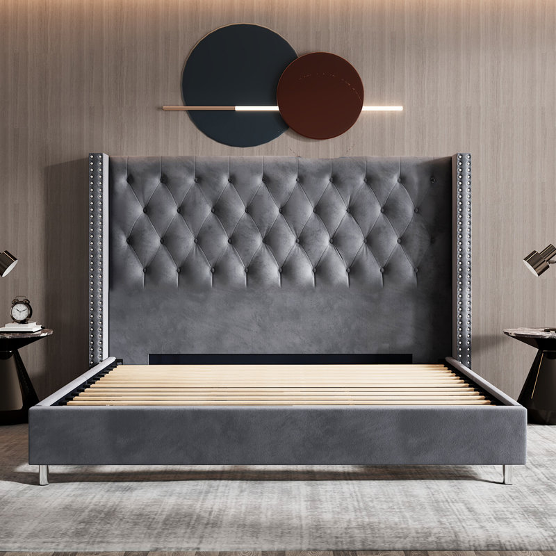 Duluth Upholstered Bed, Queen, Grey