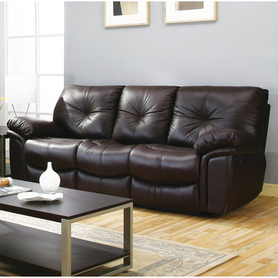 Canapé inclinable en cuir véritable de 87 po de large Beola