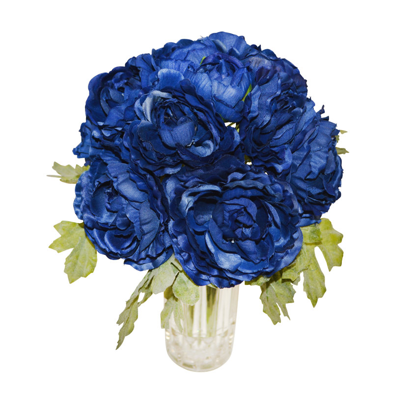 Centre de table 11 "Bouquet de renoncules , Bleu royal