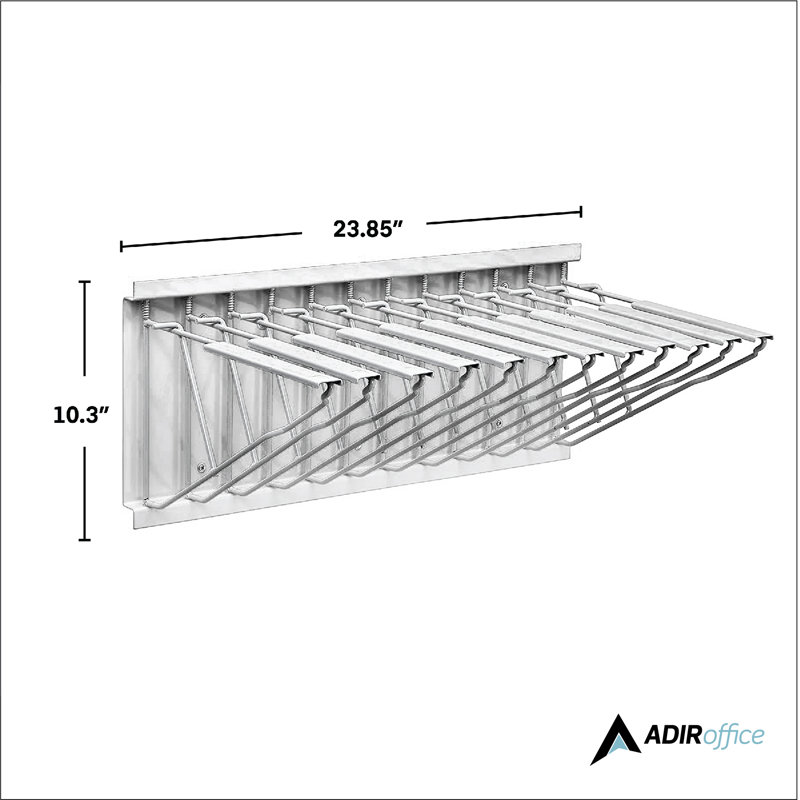 Black Metal Wall-Mounted Blueprint File Rack with Pivot Brackets