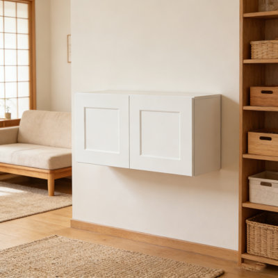 Solid Wood Shaker Short Wall Cabinet – 36"W X 12"D X 15"H, Painted White, Ready-To-Assemble (RTA) Kitchen Cabinet