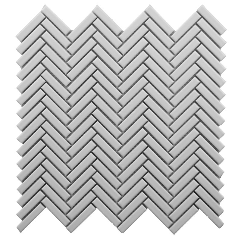Glossy White Herringbone Porcelain Mosaic Tile 12x12 – Kitchen Backsplash & Bathroom Wall Tile, Mesh Mounted, White