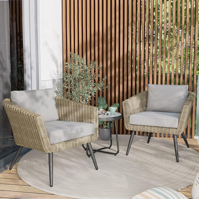 Ensemble bistro de patio 3 pièces avec cadre en aluminium antirouille robuste Olilawn