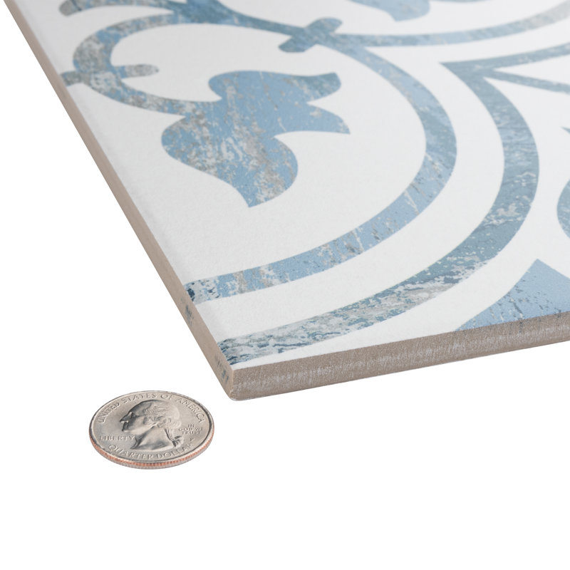 Cassis Arte 10" x 10" Porcelain Patterned Wall & Floor Tile, Blue