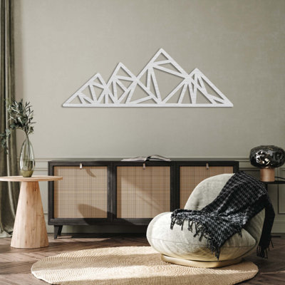 Geometric Triangle Mountains Metal Wall Art - Abstract Mountain Decor - Minimalist Triangle Peak Design - Modern Industrial Wall Hanging - Contemporary Home Living Room Decor - Stylish Statement Art Piece