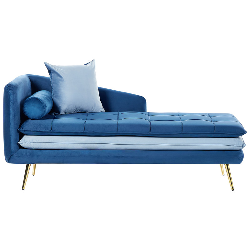 Lisco Velvet Chaise Lounge, Blue