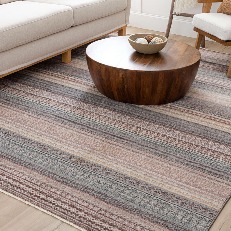 Tapis à rayures en polyester tissé à la machine Caprice, 10 pi x 14 pi