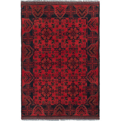 Tapis de bois one-of-kind-noué la 2010 esari rouge/bleu 3 pi 4 po x 4 pi en laine Judah