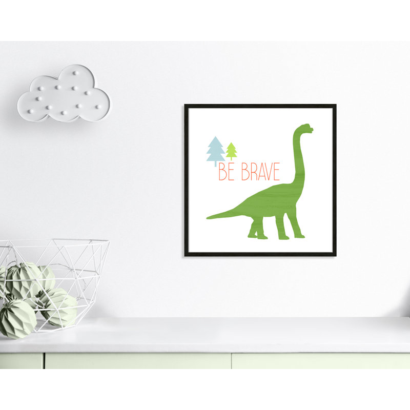 Dino Brave 1 ', art encadré, 26.5" H x 26.5" W x 1.18" D, Cadre boîte à grain de bois noir